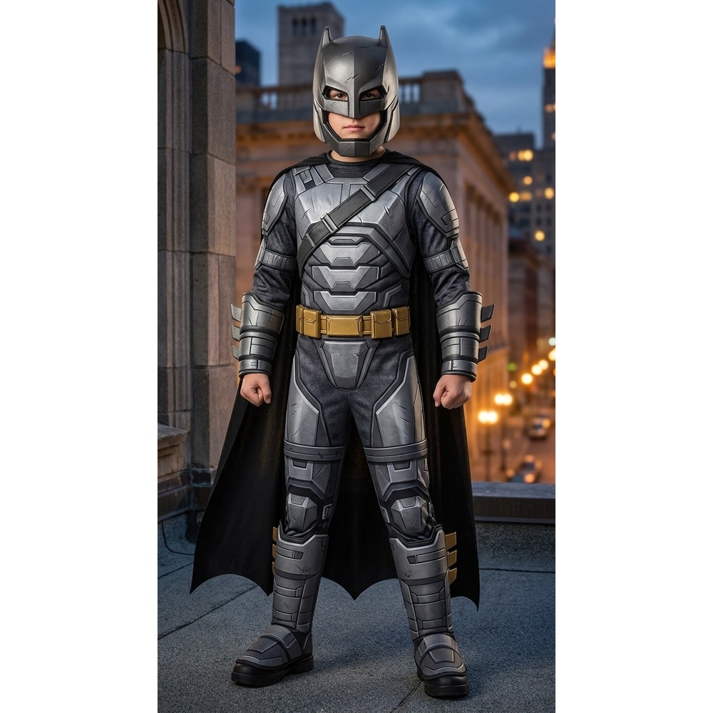 Batman Muscle Chest Costume Kids Large 12-14 DC Superhero Mask Rubies Armored